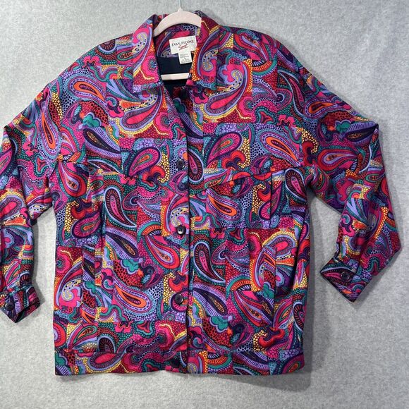Vintage Evan Picone Sport Jacket Womens L Casual Paisley 1980s Korea - Picture 7 of 15